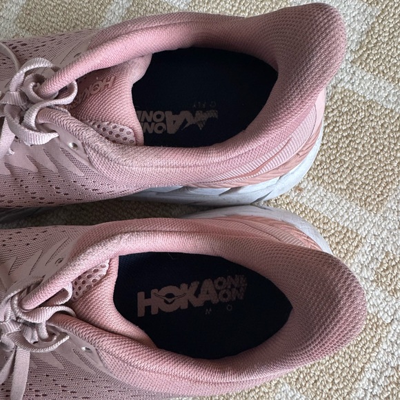 HOKA Clifton 7 Running Shoes Pink Mesh Cushioned Trainer Size 11 - Picture 7 of 12